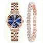 ⌚ 50% RABATT + GRATIS ARMBÅND – Diamond Fashion stjerne- og måneklokke – blendende diamanter – høy kvalitet – presis kvarts – justerbar – perfekt gave for henne
