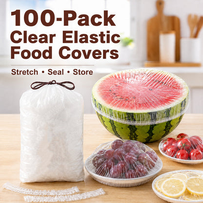 🍲 KJØP 1, FÅ 1 GRATIS – Elastiske matdeksler – 100 stk per pakke – klar strekkforsegling – gjenbrukbare – slitesterke – for boller, tallerkener, frukt og rester – perfekt til hjemmet, piknik og fester