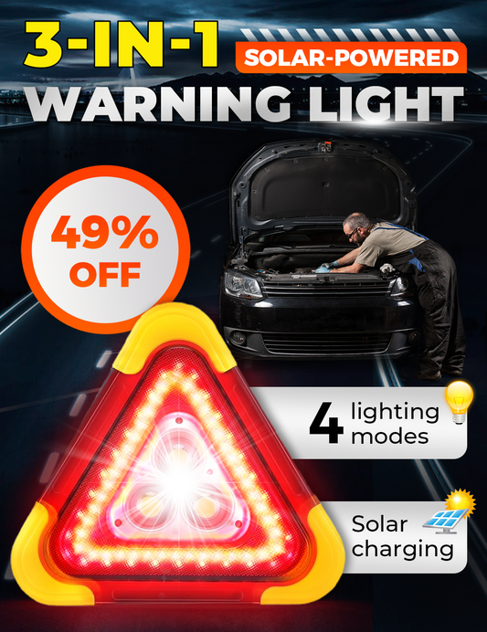 🎉Nyttårsgave 50% RABATT! 🆘 3-I-1 trekantet Solar Led varsellys i veikanten ✨
