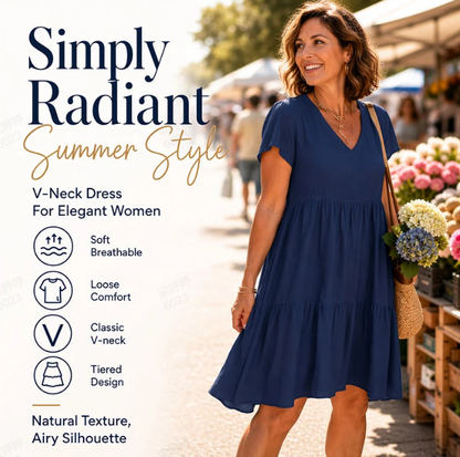🎉Limited Sale💝V-neck Casual Dress With Short Sleeves