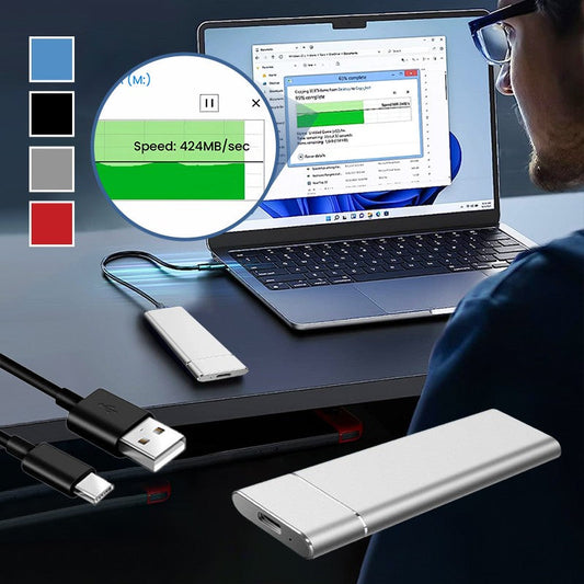 Bærbar ekstern harddisk. Plug and play for Windows, PC og Mac.