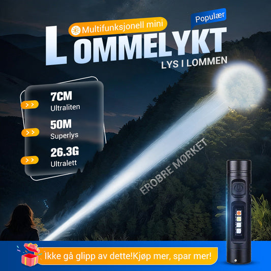 Multifunksjonell mini-lommelykt i aluminiumslegering