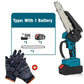 🌲 50% RABATT – Batteridrevet kjedesag – 2580W motor – kutter 30cm tykke stammer – lang batteritid – lett & ergonomisk – sikker & slitesterk – for felling og vedproduksjon