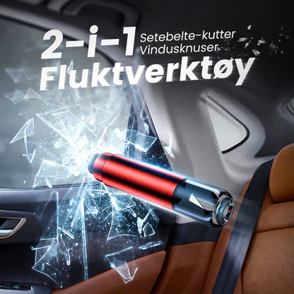 🚗 50% RABATT – 2-i-1 nødhammer for bil – glassknuser & beltekutter – kompakt – livreddende nødverktøy