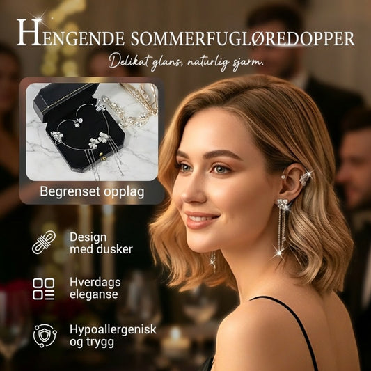 ✨🦋Øredobber med zirkoniaer og dusker i form av sommerfugler