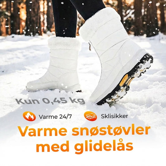 Kvinners sklisikre, varme snøsko med glidelås