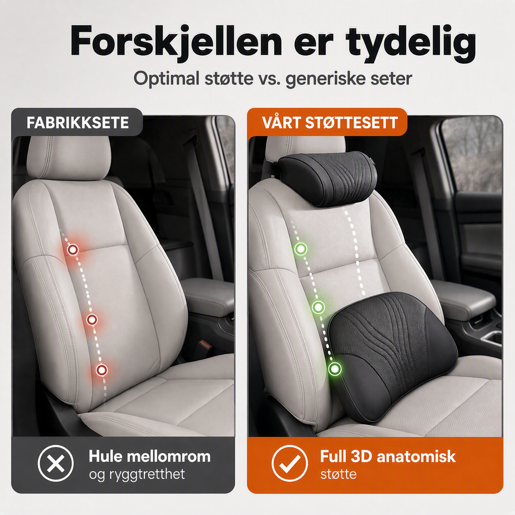 🚗 50% RABATT – Ergonomisk nakkestøtte for bil – memory foam– justerbar – passer de fleste biler – for komfortable bilturer – reduserer kjøretretthet