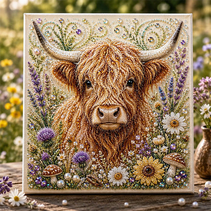 🦬🌻 NÅ: 50 % RABATT I EN BEGRENSET PERIODE – Diamantmalingssett med høylandsku – Mesterverk inspirert av gårdshus – Avslappende DIY – Perfekt for hjemmedekorasjon – Unik gave 🎨✨🤎