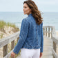 🧥 50 % RABATT NÅ! 🌸 Denimjakke for kvinner med rysjer og åpen front – lett og feminin – allsidig og stilig 👗✨