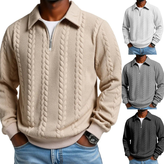 🔥Tilbud om nye ankom-Herre Casual Halv Zip Kabelstrikket Genser