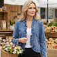 🧥 50 % RABATT NÅ! 🌸 Denimjakke for kvinner med rysjer og åpen front – lett og feminin – allsidig og stilig 👗✨