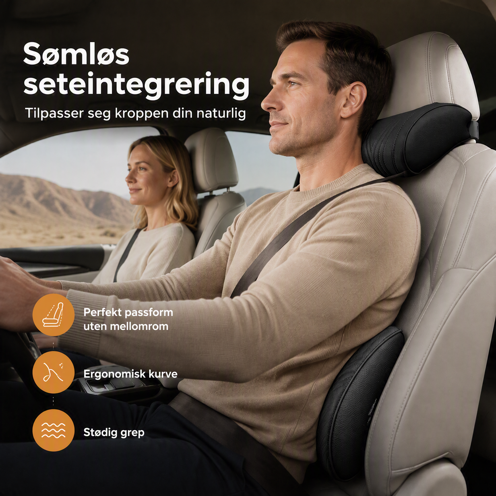 🚗 50% RABATT – Ergonomisk nakkestøtte for bil – memory foam– justerbar – passer de fleste biler – for komfortable bilturer – reduserer kjøretretthet