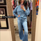 🌟 HELT NYTT STIL-SLAPP! 🌙 Denim Dreams-pysjamassett – Koselig passform, mykt loungewear med denim-look for komfort hele natten 🌟