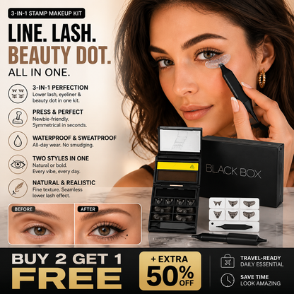 👁️ KJØP 2, FÅ 1 GRATIS – 3-i-1 stempel makeup sett – kun 99 kr/stk – undervipper, eyeliner & prikker – vanntett – enkel påføring