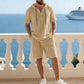 👕 2-delt sommersett med kortermetopp og shorts – kjølende stoff, elastisk linning, dype lommer – for kvinner og menn