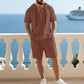 👕 2-delt sommersett med kortermetopp og shorts – kjølende stoff, elastisk linning, dype lommer – for kvinner og menn
