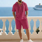 👕 2-delt sommersett med kortermetopp og shorts – kjølende stoff, elastisk linning, dype lommer – for kvinner og menn