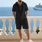 👕 2-delt sommersett med kortermetopp og shorts – kjølende stoff, elastisk linning, dype lommer – for kvinner og menn