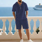 👕 2-delt sommersett med kortermetopp og shorts – kjølende stoff, elastisk linning, dype lommer – for kvinner og menn