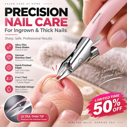 💅✨ NÅ: 50 % RABATT I EN BEGRENSET PERIODE – Ekstremt skarp negleklipper i tysk stål – For inngrodde negler – Dobbel funksjon – Rustfri – Kan vaskes – Profesjonell pedikyr hjemme 🦶🛡️
