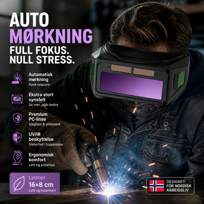 👓 50% RABATT – Profesjonelle sveisebriller – automatisk mørklegging – panoramasikt – PC-linser – UV/IR beskyttelse – lette & komfortable – for punktsveising og skjæring