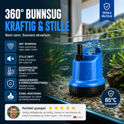 🐠💧 2026 NYHET: 50 % RABATT – 360° bunnsugende vannfilterpumpe – Stillegående – Temperaturkontroll – For akvarium, skilpaddetank og dam 🐢🌊✨