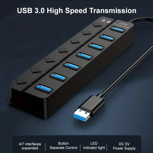 ✨💻 Independent Switch USB Splitter – 4 og 7 uavhengige brytere, full kontroll over hver port 🔘🔌