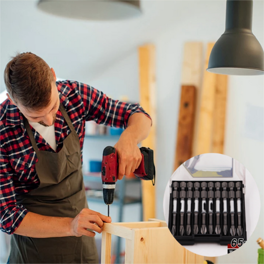 🔥 65mm Enkeltthodet Sekskant Skaft Bits - 10 Stykker Sett