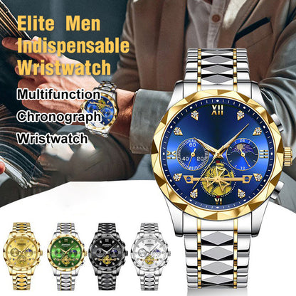 Multifunksjonell kronograf armbåndsur med 6 visere
