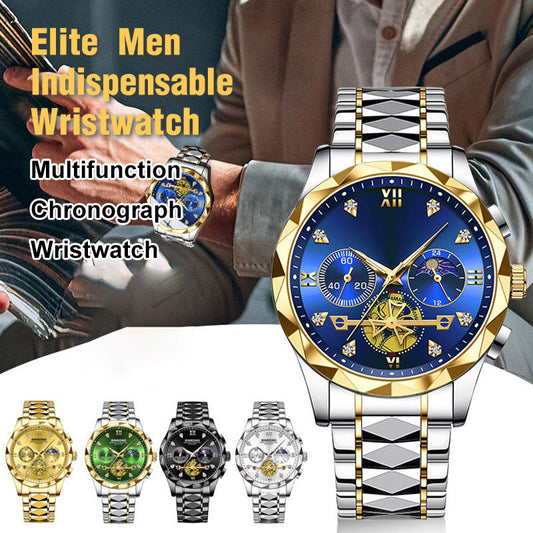 Multifunksjonell kronograf armbåndsur med 6 visere