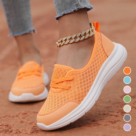 Pustende slip-on damesko med flat såle