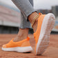 Pustende slip-on damesko med flat såle