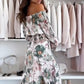 🌷❤️‍🔥Todelt sett med blomstermønster: bluse uten skuldre og maxiskjørt