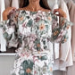 🌷❤️‍🔥Todelt sett med blomstermønster: bluse uten skuldre og maxiskjørt