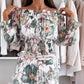 🌷❤️‍🔥Todelt sett med blomstermønster: bluse uten skuldre og maxiskjørt