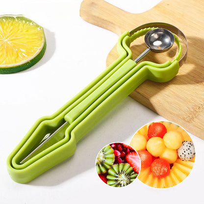🍉🔪 🎁 KJØP 1, FÅ 1 GRATIS– Multifunksjonelt fruktskjæringssett – Melonutstikker – V-formet gravekniv – Skarpe kanter – Rustfritt stål – Ergonomisk håndtak – For kreativ fruktkunst 🔪🍈✨