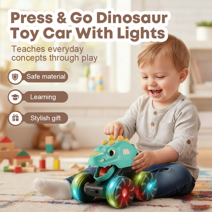 🦖 50% RABATT – Lysende monstertruck – trykk & start – fargerike LED-lys – for barns fantasi og moro – perfekt gave – tåler aktiv lek