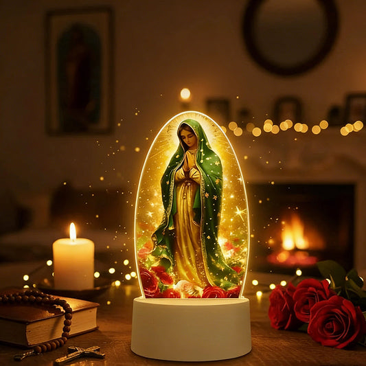 ✨ Vår Frue av Guadalupe – Lysende 3D-nattlampe
