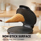 1200W elektrisk vaffelkjeglemaskin med non-stick overflate