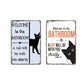 Vintage Highland Cow Aluminiumsplate: Morsom "Driter du?" Svart-Hvit Baderomsdekor