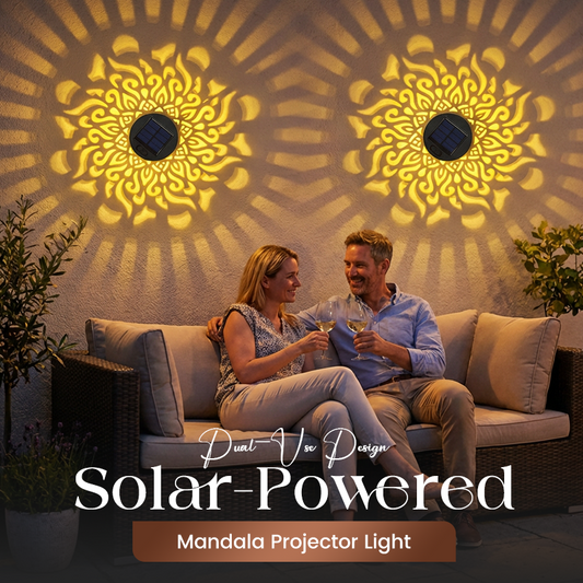 ☀️ Solcellelampe i mandala-design for hage og terrasse – 2-i-1 gulvlampe og vegglampe – Dekorativ belysning med vintage-effekt – Rustfri og holdbar