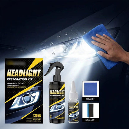 💡 50% RABATT – Frontlyktrestaureringssett – fjerner gulning – krystallklare lykter – uten sandpapir – komplett DIY-sett – for tryggere nattkjøring