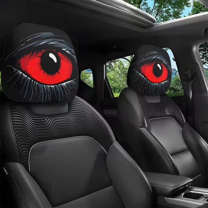 👁️‍🗨️🚗 Devil's Eye bil nakkestøttetrekk – unikt gotisk design – tøyelig strekkstoff – enkelt å montere og vaske