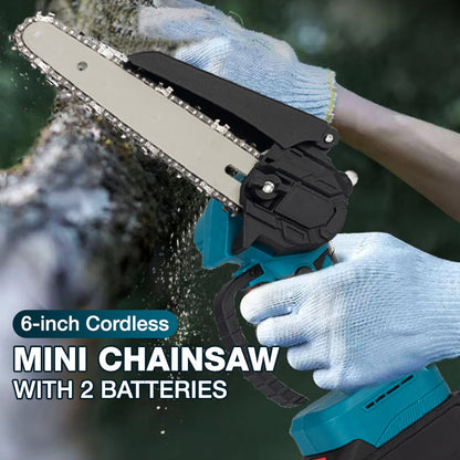 🌲 50% RABATT – Batteridrevet kjedesag – 2580W motor – kutter 30cm tykke stammer – lang batteritid – lett & ergonomisk – sikker & slitesterk – for felling og vedproduksjon