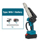 🌲 50% RABATT – Batteridrevet kjedesag – 2580W motor – kutter 30cm tykke stammer – lang batteritid – lett & ergonomisk – sikker & slitesterk – for felling og vedproduksjon