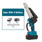 🌲 50% RABATT – Batteridrevet kjedesag – 2580W motor – kutter 30cm tykke stammer – lang batteritid – lett & ergonomisk – sikker & slitesterk – for felling og vedproduksjon