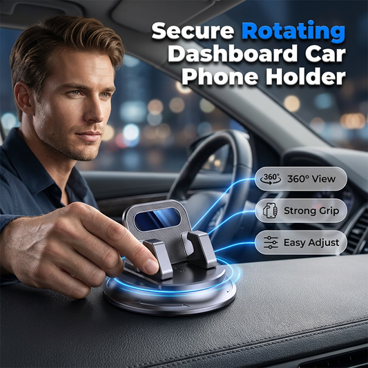 🚗 50 % RABATT NÅ! 📱 Roterende biltelefonholder for dashbordet – 360° justerbar & sklisikker – håndfri mobilfeste 🛡️