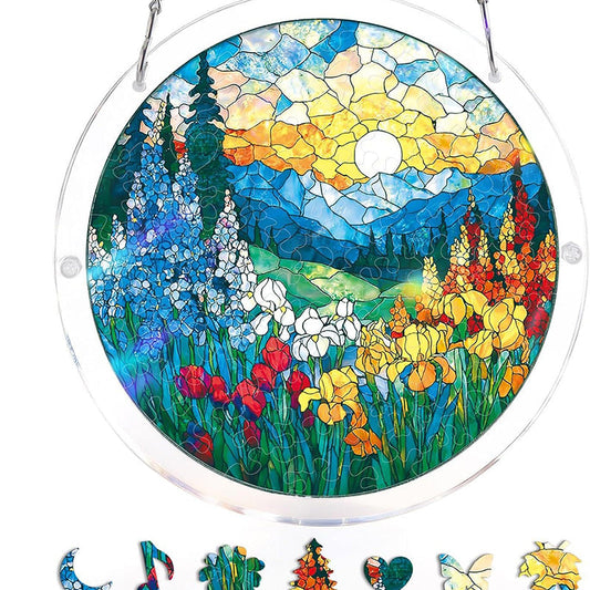 🧩 LAATSTE DAG – 50% OFF – Puzzel zonvanger met 80 stukjes – Stained glass effect – Kleurrijk raamkunstwerk