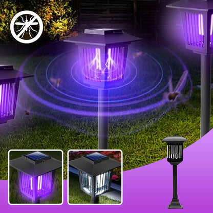 🔆 Solcelle mygglamp for utendørs – dobbel lys-teknologi (fiolett + hvit) – automatisk dag/natt-funksjon