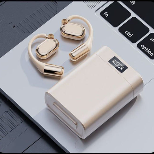 🎧 50% RABATT – Open-ear hodetelefoner – LED lommelykt etui – retningslyd – ultra-lav latens